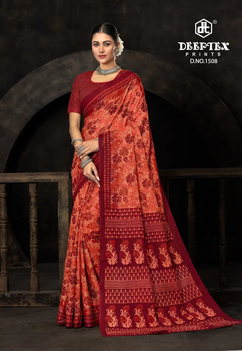 Prime Time Vol 15 By Deeptex Cotton Printed Daily Wear Saree Exporters In India